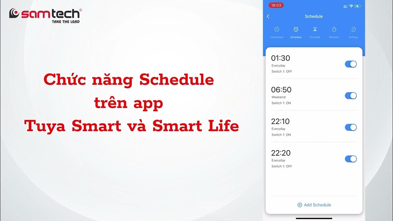 Tính năng Schedule trên app Tuya Smart / Smart life có nghĩa là igf