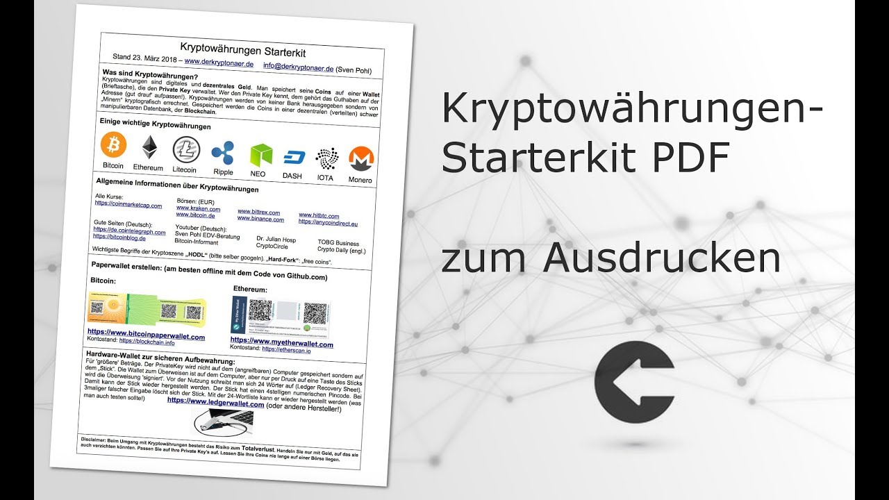 Kryptowahrungen Starterkit Pdf Gratis Zum Ausdrucken Youtube