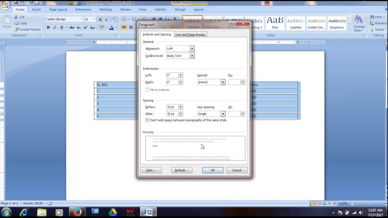 How to Adjust Table Paragraph Spacing in Microsoft Word ...