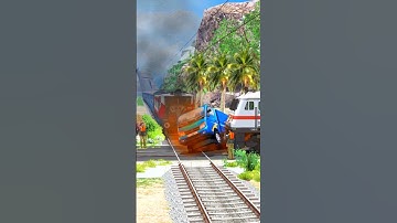 TWO TRAIN vs TRUCK ACCIDENT AT RAILWAY GATE #train #shorts