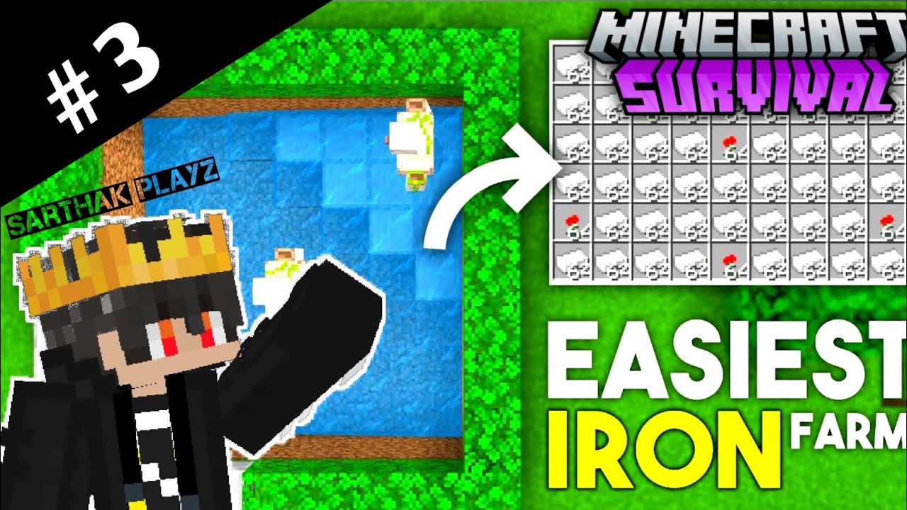 I Made Most Easiest Iron Farm In Minecraft Pocket Edition Survival Series Part - 3⚡🔥|| Sarthak Playz
