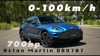 2023 Aston Martin DBX707 0-100km\/h, launch control (PURE V8 sound!)