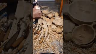 carving cranked eating spoon from pink maple using  hand tools #spooncarving #greenwoodworking #diy