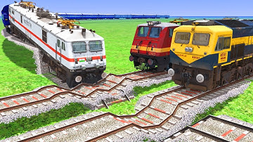 3 TRAINS RUNNING ON WORLD MOST DANGEROUS RISKY RAILROAD TRACKS | Train Simulator #railroad