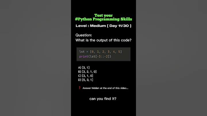 Day 11 Think you know Python programming? Test your knowledge with this MCQ!  @5minutesprogramming