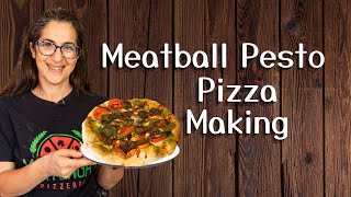 BEST Meatball Pesto Pizza: step by step pizza making