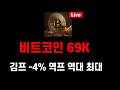 코인이 재미없어진 이유 분석! 비트코인 69K 김프 -4% 역프 역대 최대