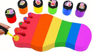 Satisfying Video l How to make Rainbow Toenail Cake WITH Kinetic Sand INTO Painting Cutting ASMR