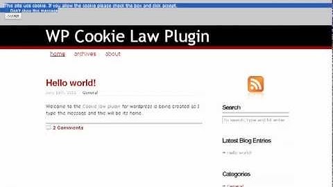 WP Cookie Law Plugin