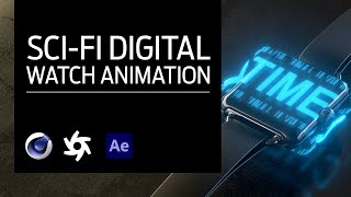 Cinema 4d  Digital Watch with scifi floating display, using video as a Mograph shader.