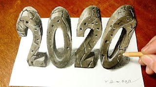 Happy New Year 2020 Drawing 2020 How To Draw Number 2020 By Vamos