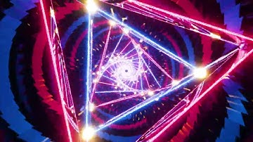 4K VJ Loop. Motion graphic of flying into rotation triangle digital tunnel.