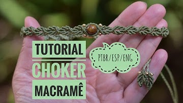 Macramê Tecendo Cor em Nós | TUTORIAL Como fazer um COLAR CHOKER em MACRAMÊ com FINALIZAÇÃO | 12/25