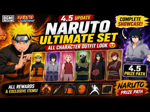 BGMI 4.5 Naruto Ultimate Set All Character Set Outfits || Naruto Prize Path || Naruto Collab