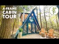 Beautiful Tiny A-Frame Cabin in the Forest & Off the Grid - Full Tour