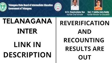 TELANGANA INTER ll RECOUNTING AND REVERIFICATION RESULTS ARE OUT ll