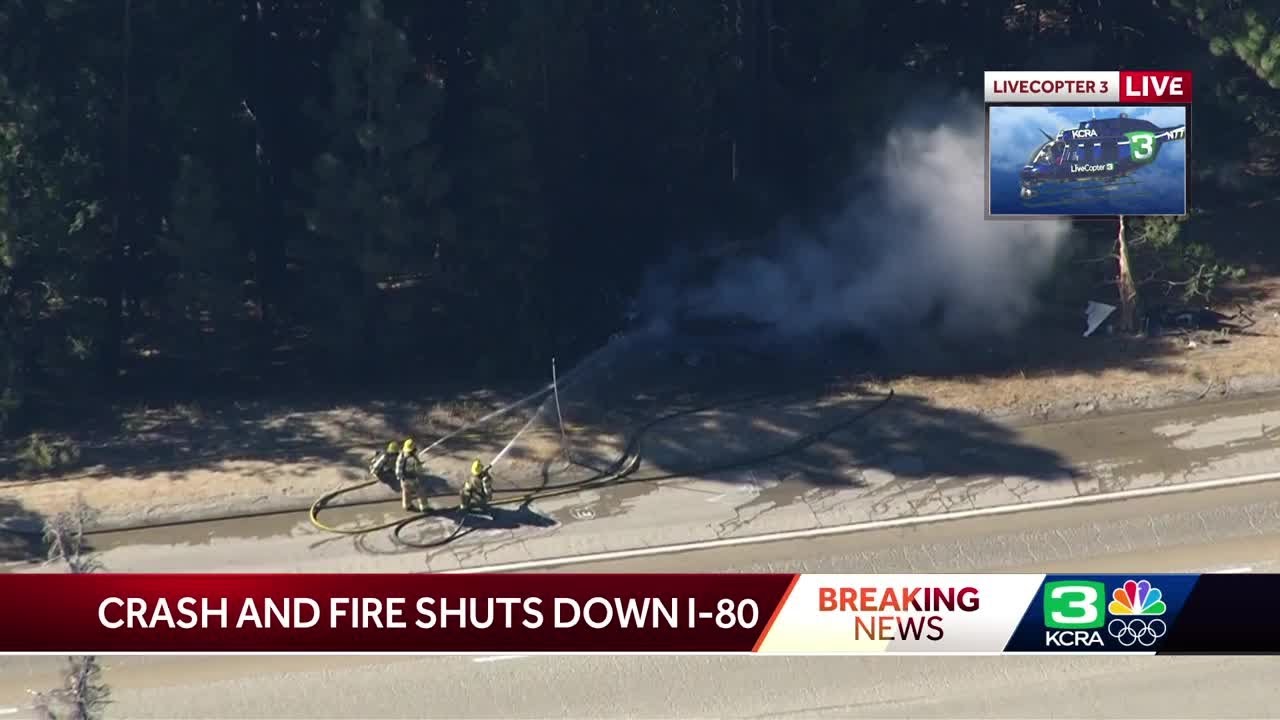 Interstate 80 shut down in the Sierra after Tesla big rig crash, fire ...