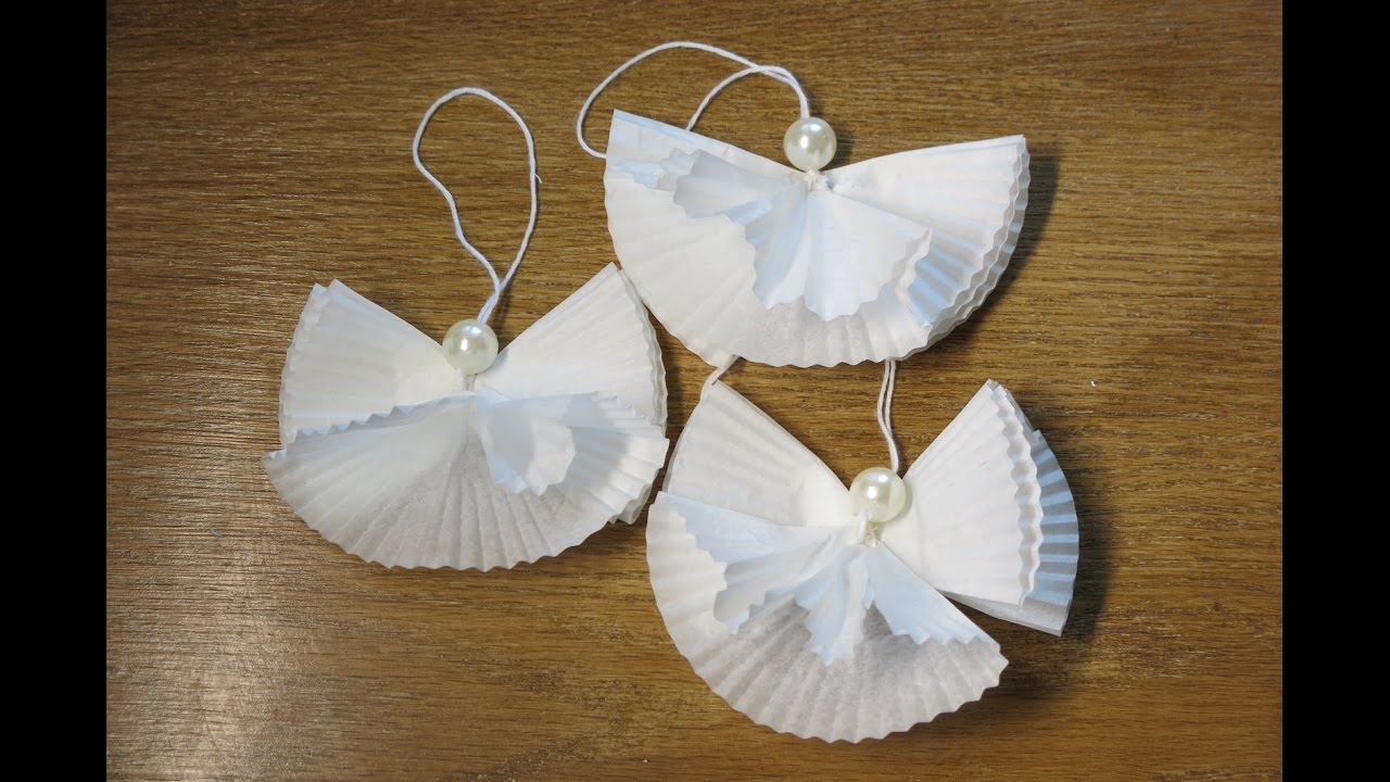 DIY Cupcake Liners Angels. How to Make Angel Ornament from Cupcake Liners. YouTube