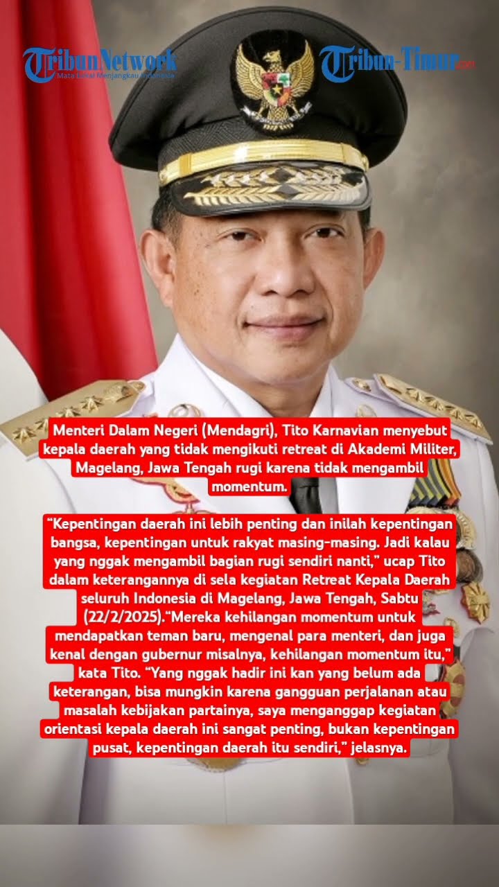 Mendagri Sebut Kepala Daerah yang Tidak Ikut Retreat Rugi: Mereka Kehilangan Momentum Kenal Menteri