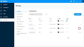 Net2Phone Admin Portal: Schedules