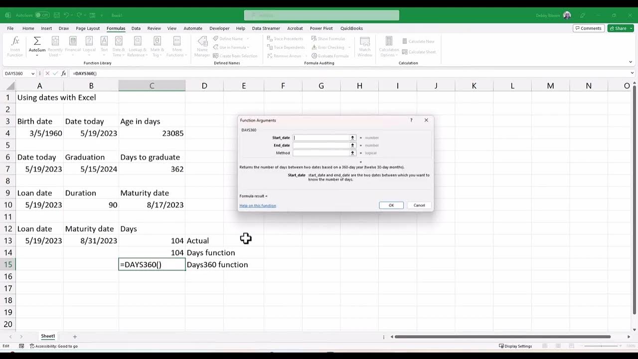 How to count days in excel youtube