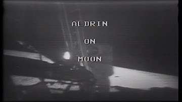 Buzz Aldrin steps on the moon
