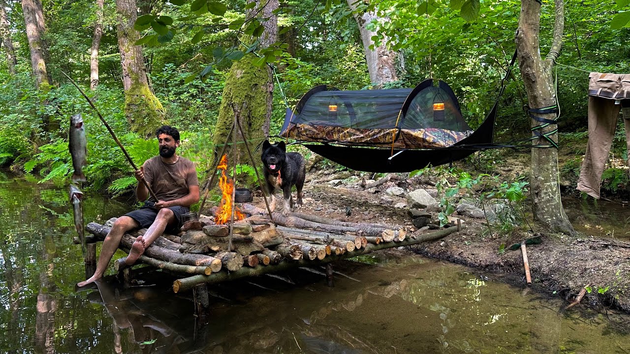 3-ДНЕВНЫЙ КЕМПИНГ на выживание в одиночку; Поймай и приготовь, Рыбалка. Навыки Бушкрафта Гамак Приют