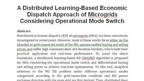 A Distributed Learning Based Economic Dispatch Approach of Microgrids Considering Operational Mode S