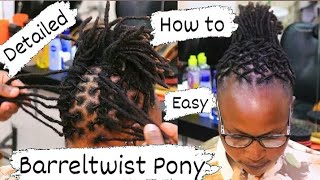 Easy Method / How to Style Interlocked Barrel Twist Ponytail on short Dreads