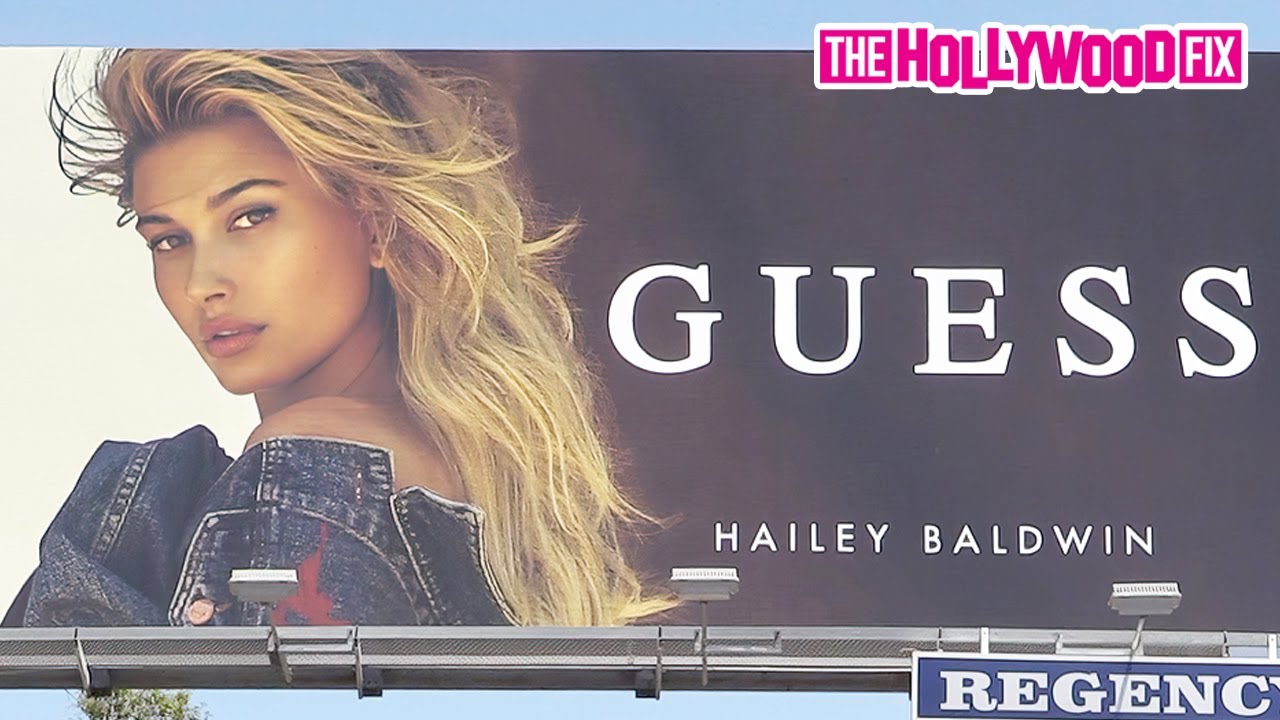 Hailey Bieber Takes Over The Sunset Strip With Her First Billboard Ever While Modeling For Guess