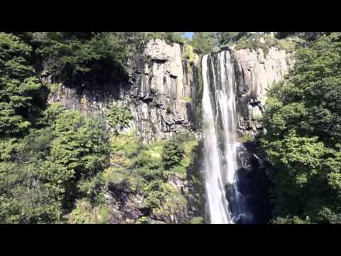 Pistyll Rhaeadr Waterfall (Pistol Ryder Waterfall) The highest waterfall in Wales Aerial Video 2015