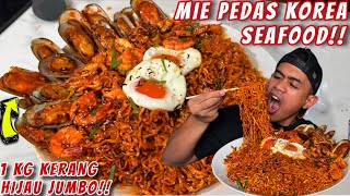 GILA! MUKBANG 8 BUNGKUS MIE PEDAS KOREA SEAFOOD BUMBU GOCHUJANG!!