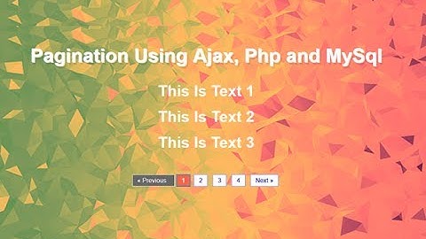 Simple Pagination Using PHP + MYSQL + AJAX and JQUERY