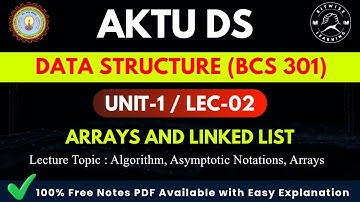 Data Structures Unit 1 Lecture 2 | AKTU B.Tech CSE (BCS301) | Easy Notes & Explanation