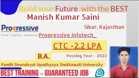 Congrats, Manish |Selected in Progressive Infotech| 2.2 LPA | B.A., Passing 2022 | Sikar, Rajasthan