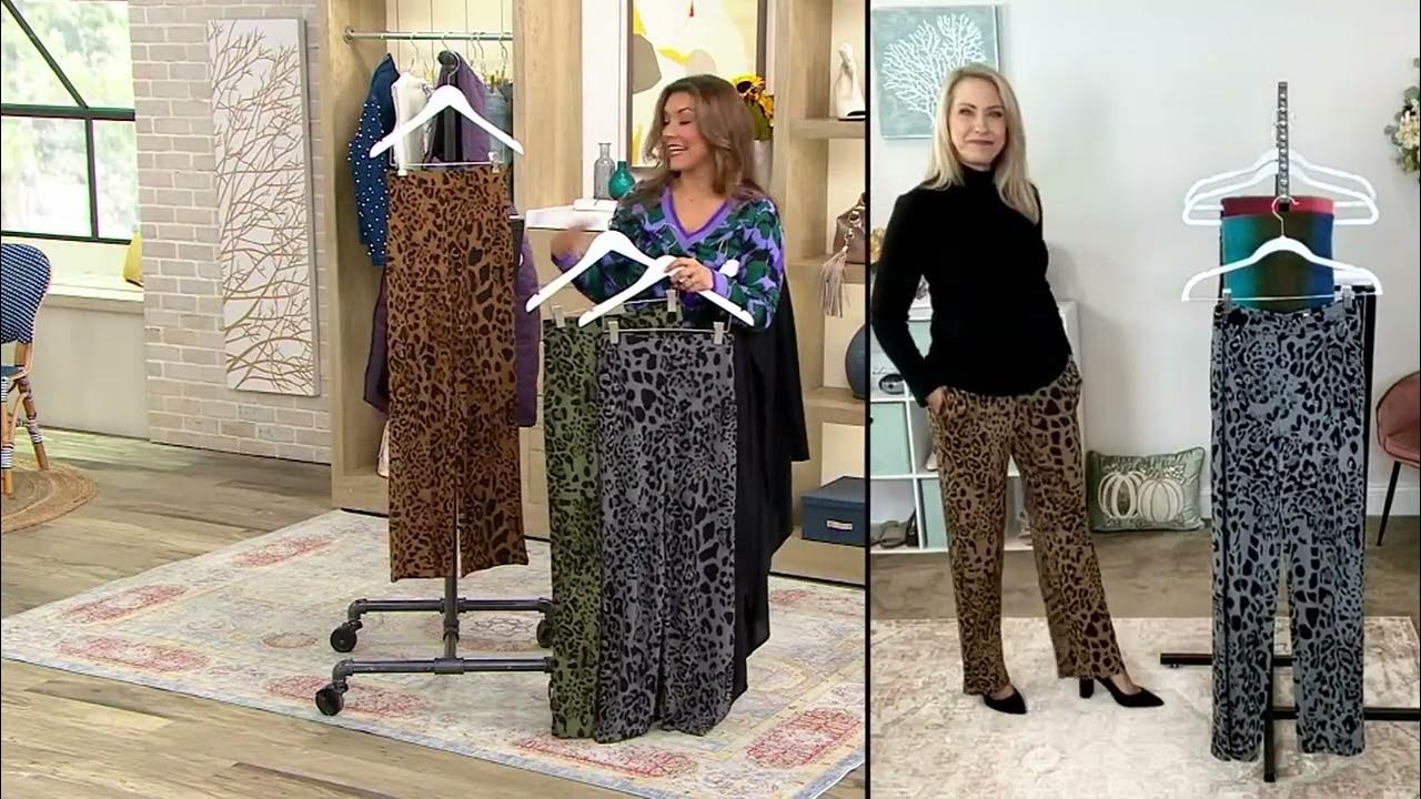 Susan Graver Printed Liquid Knit Wide Leg Full Length Pull on Pants on