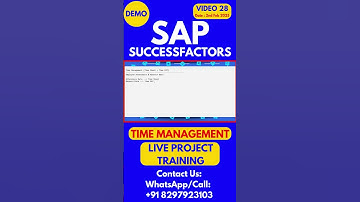 SAP SuccessFactors Time Management Training Online Tutorial Class 28 2025 #sapsuccessfactorstraining