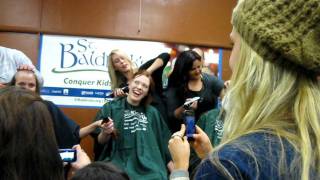 Girls shaving their heads APU, St. Baldricks