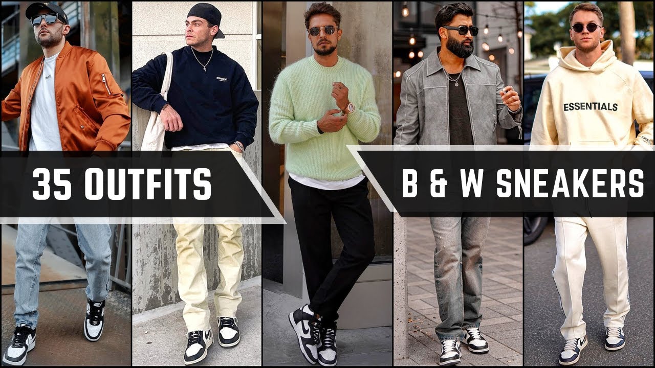 35 Black & White Sneakers Outfits For Fall 2023 | Men's Fashion - YouTube