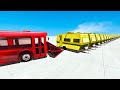 STEEL BUS vs 100 RV CAMPERS! Trucks VS Cars Satisfying Crashes