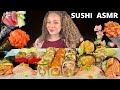 ASMR SUSHI RAW SALMON BELLY+TOBIKO NIGIRI +SUSHI ROLLS| SUSHI MUKBANG| EATING SOUNDS| PandaEats ASMR