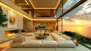 Cozy Luxury Apartment Seaside  Smooth Jazz Music ♫ Soothing Jazz Background Music And Nature Sounds