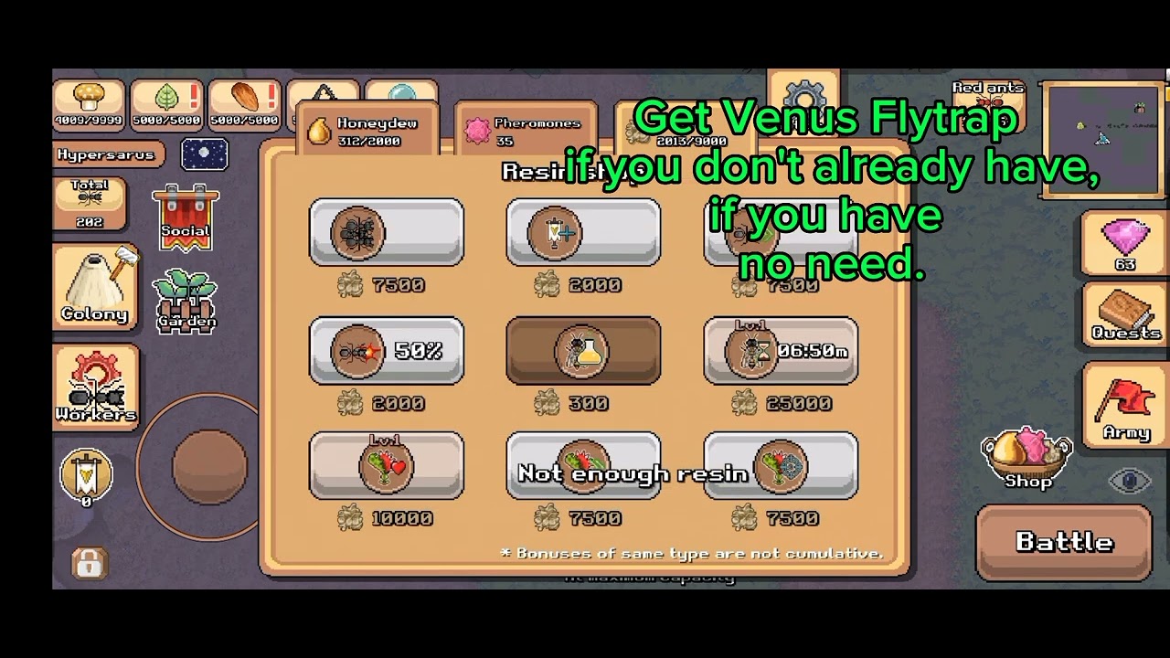 Pocket Ants Guide Must buy honeydew and resin upgrades + How to get