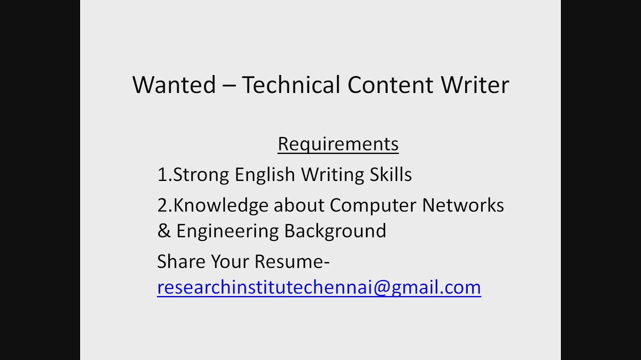 research writer jobs in chennai