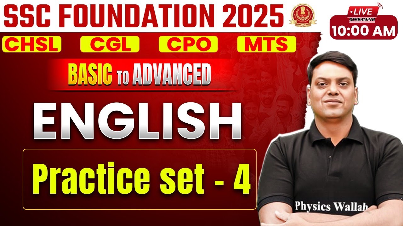 SSC ENGLISH CLASSES 2025 | ENGLISH PRACTICE SET FOR SSC #4 | SSC CGL ...