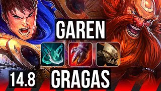 GAREN vs GRAGAS (TOP) | 6k comeback, 15/2/9, Legendary, 39k DMG, 800+ games | EUW Grandmaster | 14.8