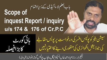 Scope of inquest Report  inquiry # u/s 174 &  176 of Cr.P.C # babulilam law academy