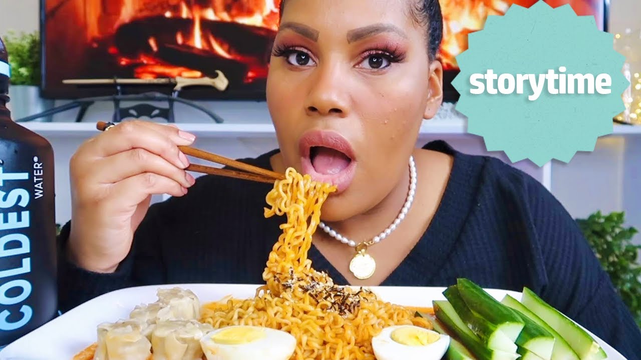 2X SPICY NOODLES, PORK DUMPLINGS MUKBANG | storytime
