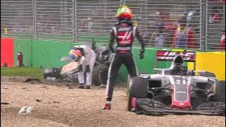 Alonso And Gutierrez Crash | Australian Grand Prix 2016