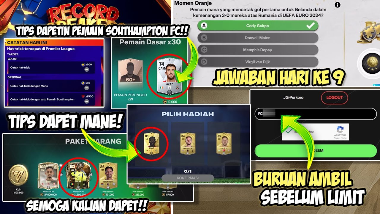 TIPS CARA DAPETIN MANE & PEMAIN SOUTHAMPTON!! KODE REDEEM DAN JAWABAN TRIBIA HARI KE 9 FC MOBILE